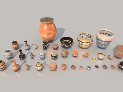 Ceramic Jar Dishes Vase Cylinder Barrel Pot Pot 3d model