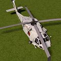 White Rescue Helicopter Parked With Rotors And Cockpit On Grass Field