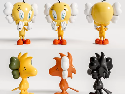 Colorful Collectible Character Dolls With Flower Shaped Heads And Bright Colors 3d model