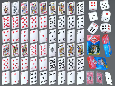 Chess and Card Entertainment Featuring Playing Cards Dice and Various Suits 3d model