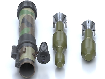 Bazooka anti-tank artillery shells RPG military weapons 3d model