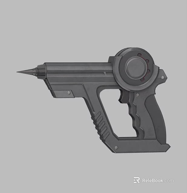 Black Modern Handheld Weapon Design With Ergonomic Grip Trigger And Barrel Structure 3d model 