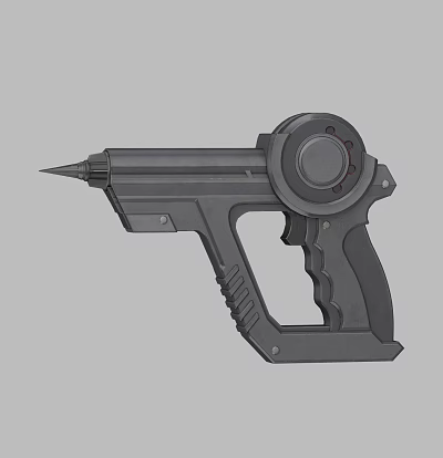 Black Modern Handheld Weapon Design With Ergonomic Grip Trigger And Barrel Structure 3d model