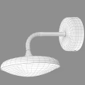 Modern Gray Wall Lamp With Curved Arm And Round White Light Shade 3d model
