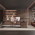 Solid Wood Office Space Study Desk 3d model