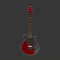 Red Electric Guitar As Musical Instrument With Shiny Wooden Body On Black Surface