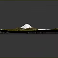 Detailed 3D Terrain Model Showcasing Volcanic Mountain Peak With Snow Covered Summit And Green Vegetation