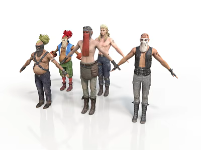 Diverse Male Characters With Various Outfits And Different Hairstyles In Standing Poses 3d model