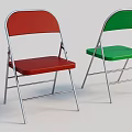 Portable Folding Dining Chairs With Metal Frame And Red Green Seats