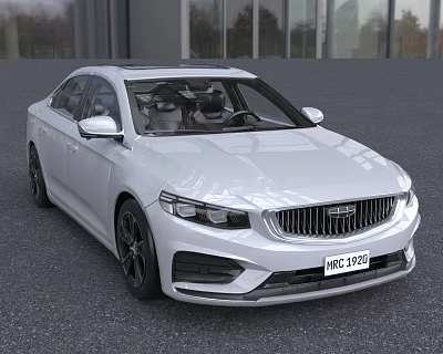 White Modern Sedan Featuring Sleek Exterior Design Front Grille And Alloy Wheels 3d model