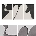Round Rug With Abstract Geometric Pattern In Black White Gray Tones For Modern Home Decor