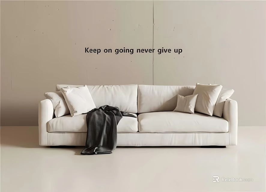 Modern White Sofa Set With Soft Pillows And Dark Blanket In Minimalist Interior 3d model 