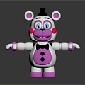 Playful Pink And White Cartoon Bear With Black Hat Bow Tie Blue Eyes And Blush