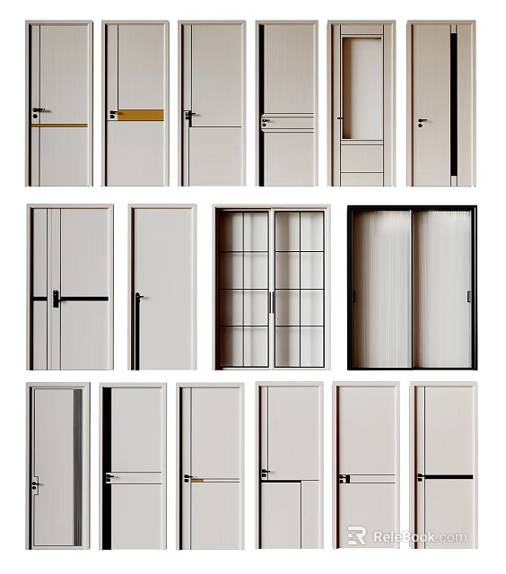 Modern Flush Doors Collection With Various Styles And Home Interior Use 3d model