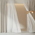 Beige Thick And White Sheer Curtains For Modern Interior Floor Length Design