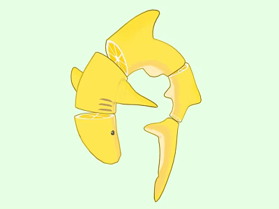 Yellow Aquatic Animal Shark Creative Design Made With Lemon Slices Artwork 3d model