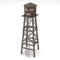 Industrial Equipment Vintage Wooden Water Tower With Ladder Structure And Year 1888 Marking