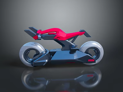 Futuristic Motorcycle Design With Red Black Color And Large Sleek Wheels 3d model