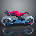 Futuristic Motorcycle Design With Red Black Color And Large Sleek Wheels