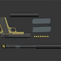 Yellow And Black Pistol With Silencer Magazine And Bullets