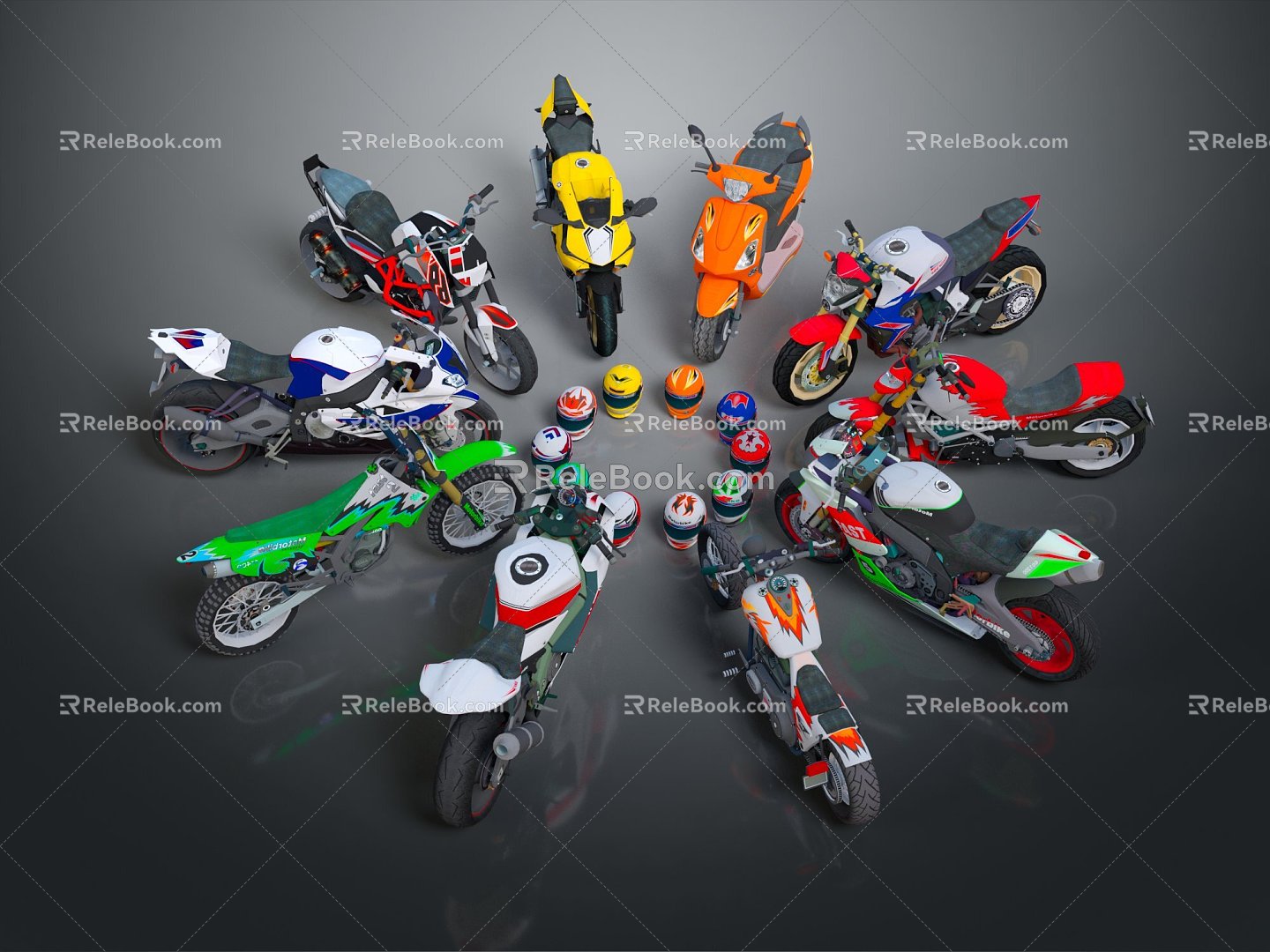 Modern motorcycle two-wheeled motorcycle off-road motorcycle road racing motorcycle 3d model