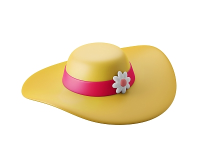 Modern Hat Sun Hat Straw Hat Cartoon Hat 3d model