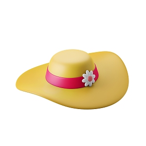 Modern Hat Sun Hat Straw Hat Cartoon Hat 3d model