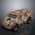 Military Vehicle With Camouflage Paint Armored Design Roof Lights And Off Road Tires