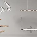 Modern Chandeliers With Curved And Linear Designs And Metal Frames For Interior Decor 3d model