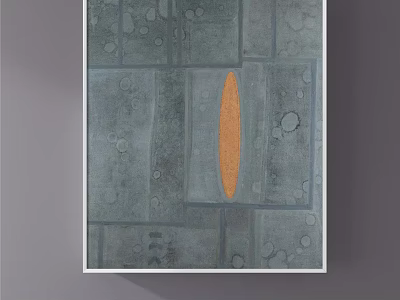 Abstract Painting With Gray Background Geometric Shapes Circular Spots And Orange Oval 3d model