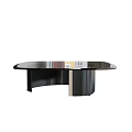 Modern Black Oval Coffee Table With Unique Curved Base And Smooth Surface 3d model