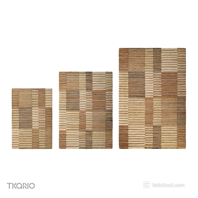 Square Rugs in Woven Pattern with Neutral Tones and Different Sizes for Living Space 3d model 