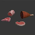 Fresh Raw Meat Cuts Including Steak Leg And Various Parts 3d model