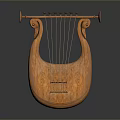 Wooden Lyre Shaped Decorative Ornament With Curved Design For Home Living Room