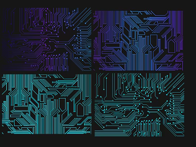 Abstract Circuit Board Pattern Pendant With Purple Teal Lines And Geometric Design Art 3d model