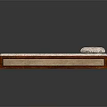 Cozy Wooden Bed Frame With Two Pillows And Light Mattress For Multiple People