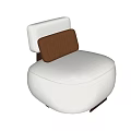 Modern Round Single Sofa With White And Brown Upholstered Design 3d model