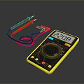 Digital Multimeter Yellow Black Design With Red Black Probes And Digital Display Screen 3d model