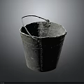 Vintage Rustic Old Metal Bucket With Weathered Texture And Metal Handle