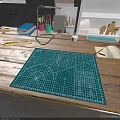 Wooden Craft Workbench With Pegboard Shelving And Colorful Tools Setup