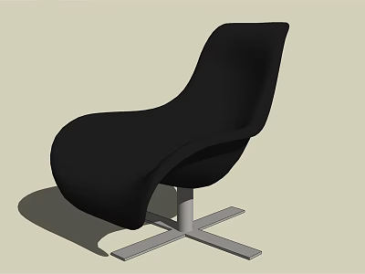 Modern Black Lounge Chair With Sleek Design And Metal Cross Base 3d model