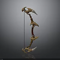 Bone Like Bow Weapon with Spikes and Red String 3D Rendered Design