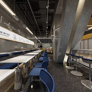 Industrial LOFT Restaurant Fast Food Restaurant Specialty Restaurant Western Restaurant Dining Space Theme Restaurant 3d model