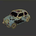 Light Blue Vintage Classic Car With Rounded Body And Black Roof