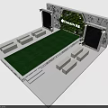 Stage Design With Green Grass Floor White Decorative Frame And Background Screens