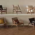 Various Style Wooden Frame Chairs With Different Materials On Shelves And Wooden Floor
