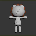 Cartoon Lion Character with White Body and Orange Mane 3D Model in Standing Pose