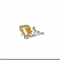 Modern Orange White Furniture Equipment With Table Chairs Cabinet And Container