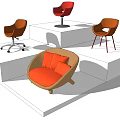 Stylish Office Chairs With Various Modern Designs Orange Color And Wheeled Base