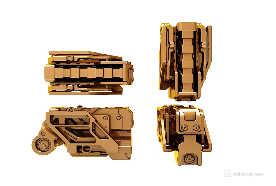 Brown Mechanical Parts Various Angles Design And Structure Details For Model Building Or Toy Assembly 3d model 